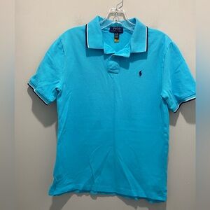 Polo by Ralph Lauren Cotton Mesh Polo Shirt Aqua Blue Big Boys Size 18/20 EUC